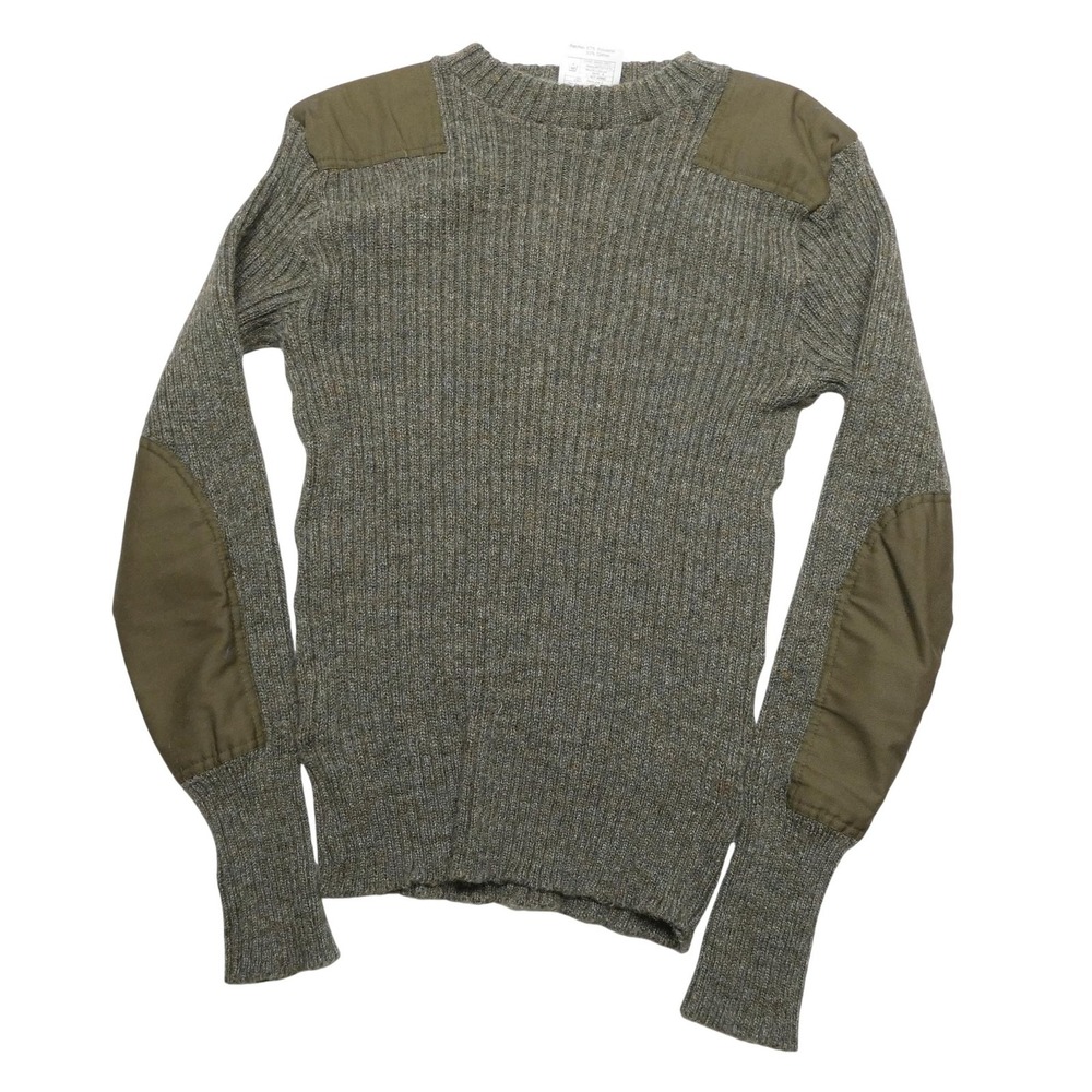 Brigade Quartermasters Sweater Mens L Green Wool Commando Elbow Patches England